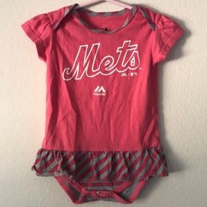 NY Mets Girls Onesie, Bib, and Booties 6-9m